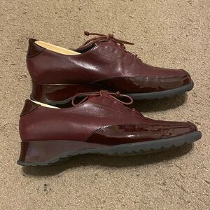 Vintage VTG Peruzzi‎ Florence Made In Italy Womens Leather Oxfords Maroon EU 38